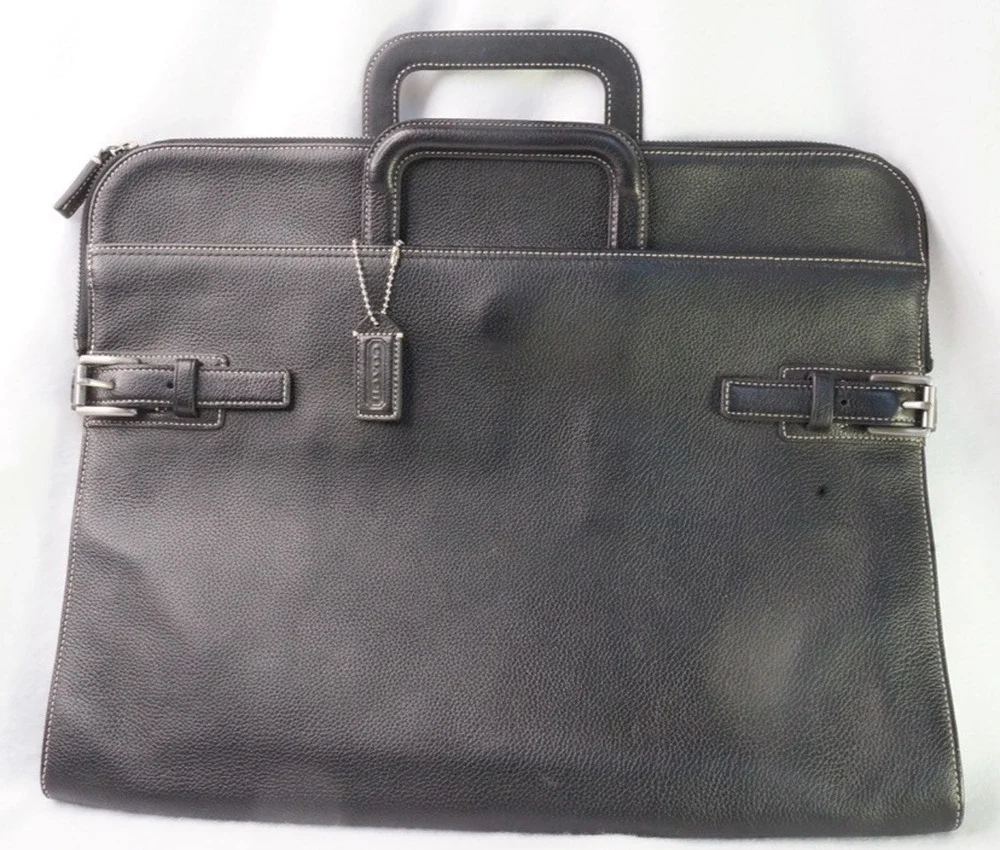 Vintage Coach 5152 Black Pebbled Leather Briefcase Laptop Portfolio Bag CLC